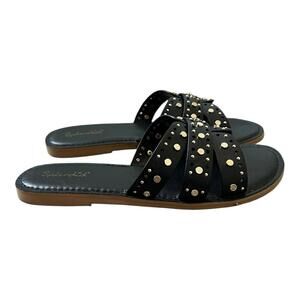 NWOT Splendid Samira Gold Studded Slide Women's 8.5 US Black Sandal